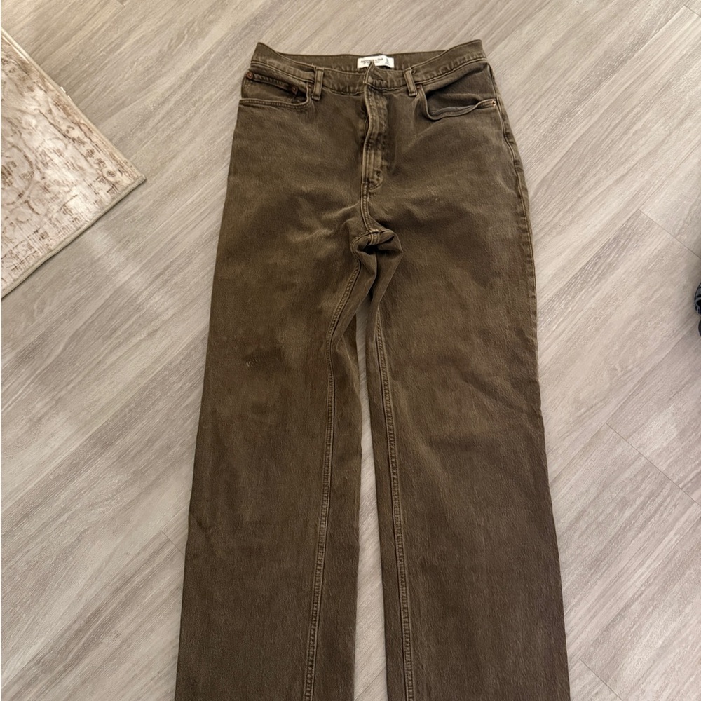Long Abercrombie and Fitch 90s relaxed fit High-Rise Straight Leg Brown Jeans